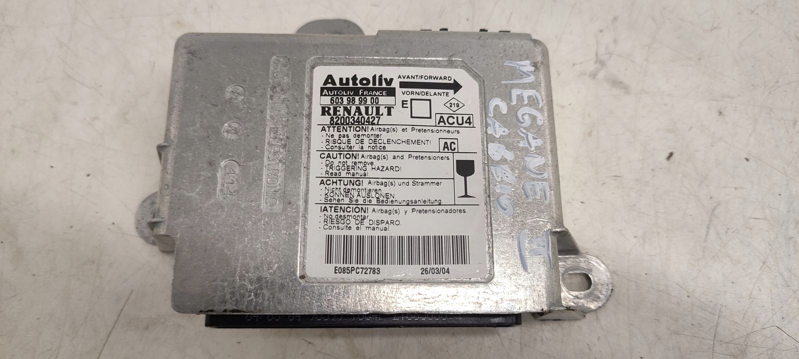 modulo airbag sensor airbag Renault Megane II Cabrio