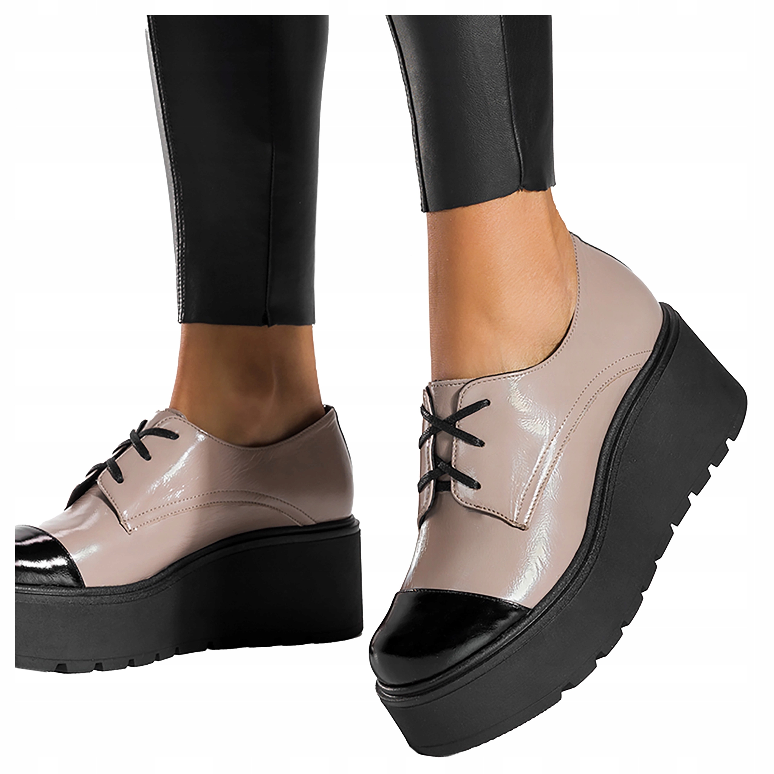 Dámské Lakované Kožené Polobotky Platforma Produkt Polský Modne r 39