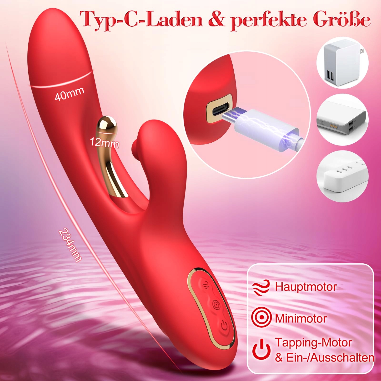 RABBIT VIBRATOR Dla Kobiet G Punkt Klitoris Dildo 9 Trybów Wibracji — miniatura 5