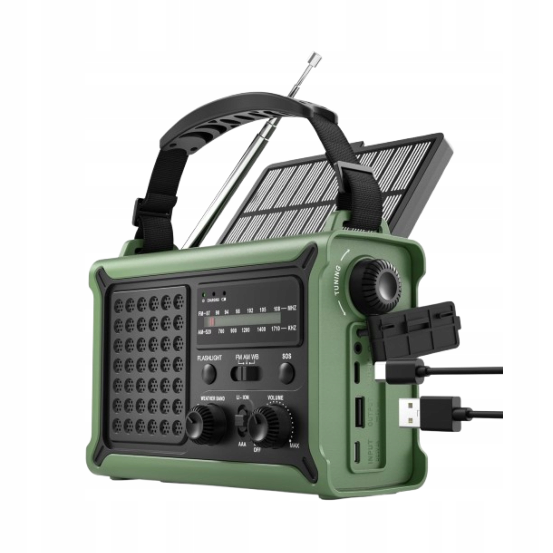 Mini Radio Przenośne Solarne Awaryjne Budowlane Na Korbę Baterie Powerbank