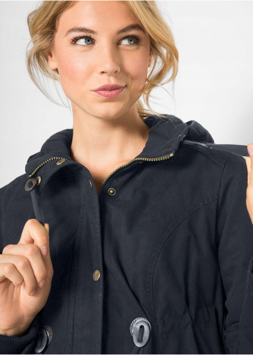 Bonprix 40 CIĄŻOWA KURTKA PARKA WSTAWKA Kolor czarny