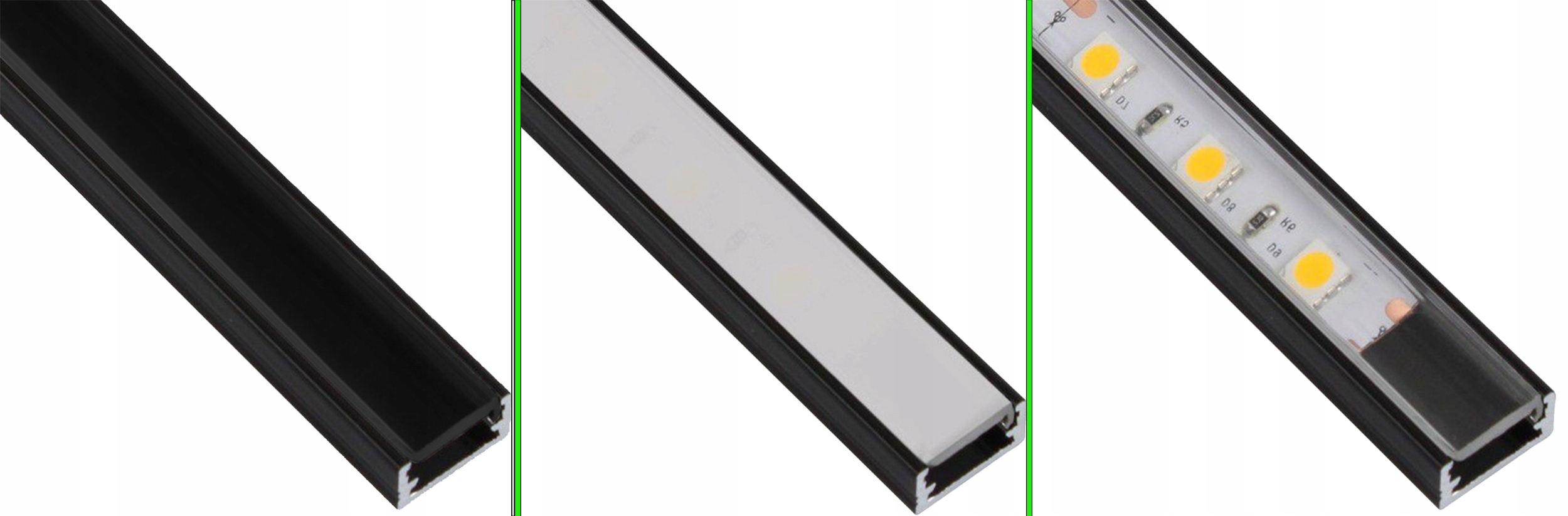 Profil Aluminiowy do Taśm LED NATYNKOWY CZARNY 2m Typ profil do LED