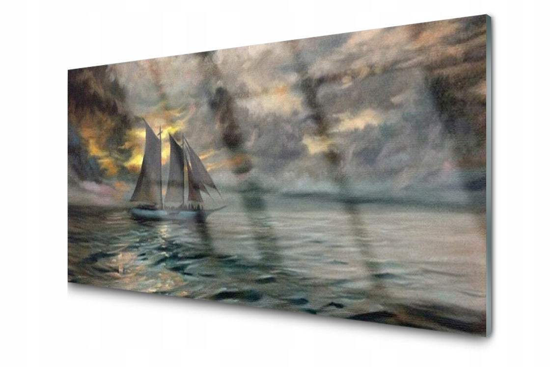 

Panel szklany dekor Morze Łódka 120x60 + Klej