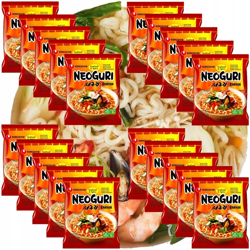 Karton Korejská polévka Neoguri Ramen Plody moře Ostrá Hot 20x120g Nongshim