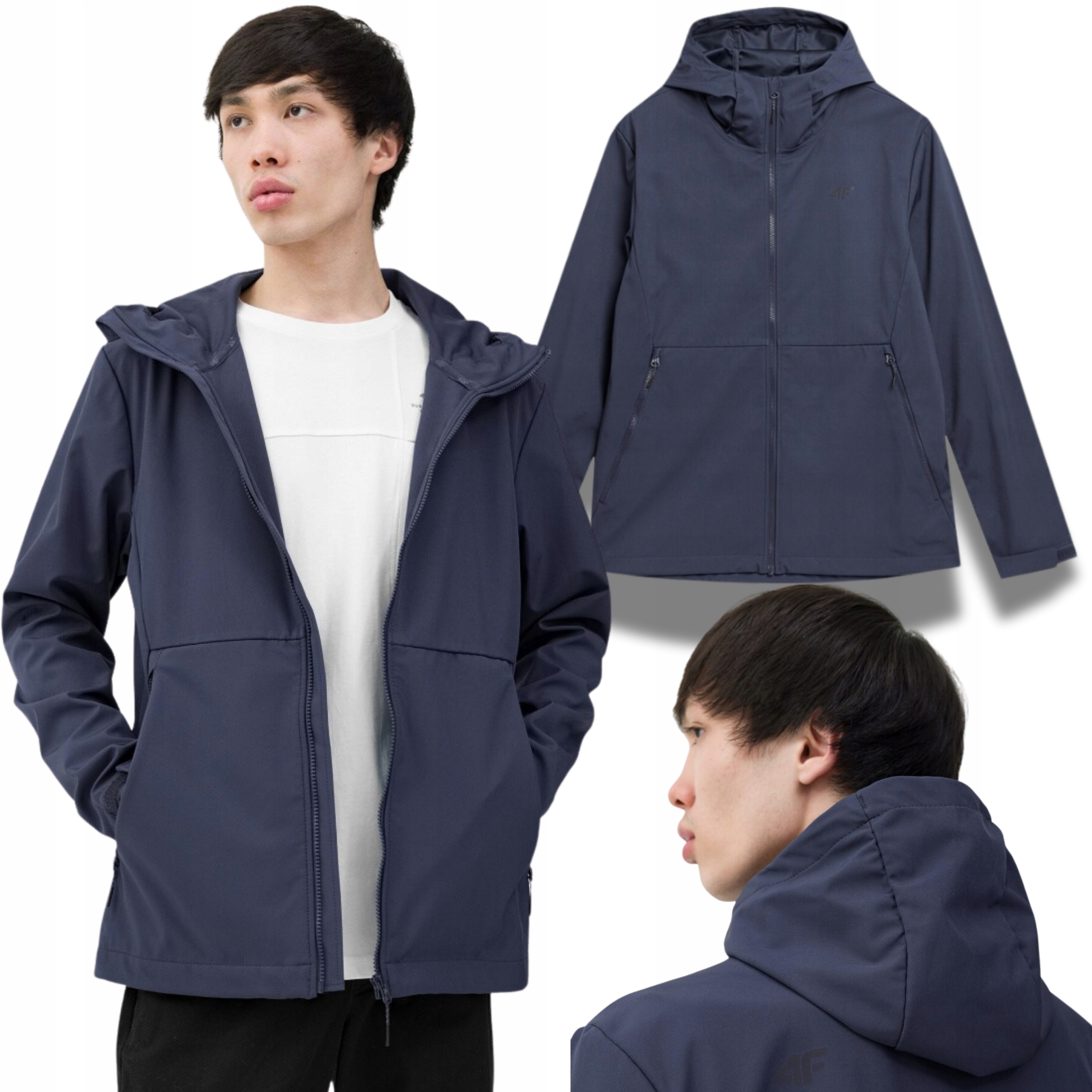 Softshellová Pánská Bunda S Kapucí 4F Přechodová Sportovní Voděodolná L