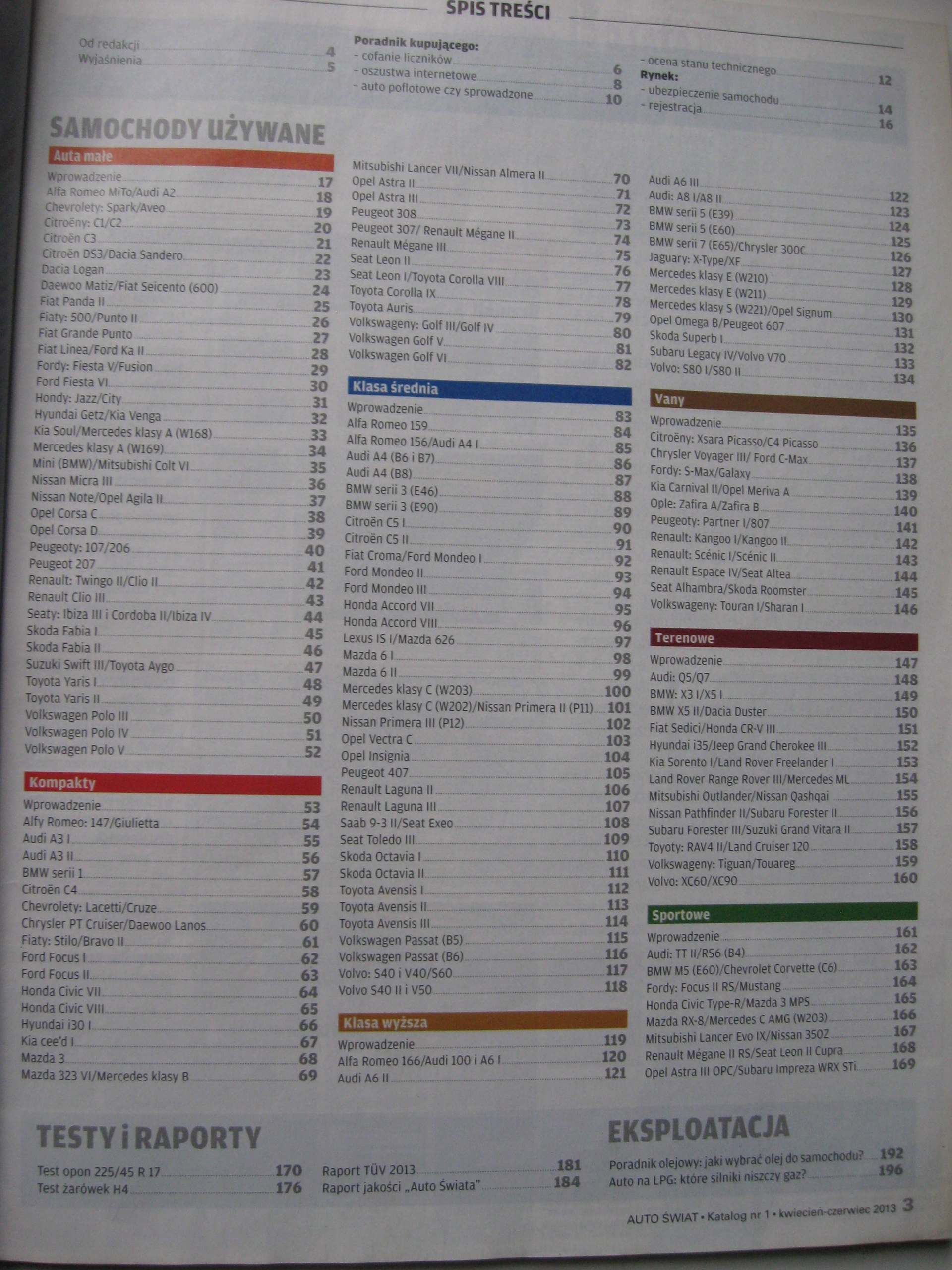 AUTO ŚWIAT Audi A6, Fiat 500 - Katalog Samochody używane 2013 Wydawnictwo Axel Springer Polska