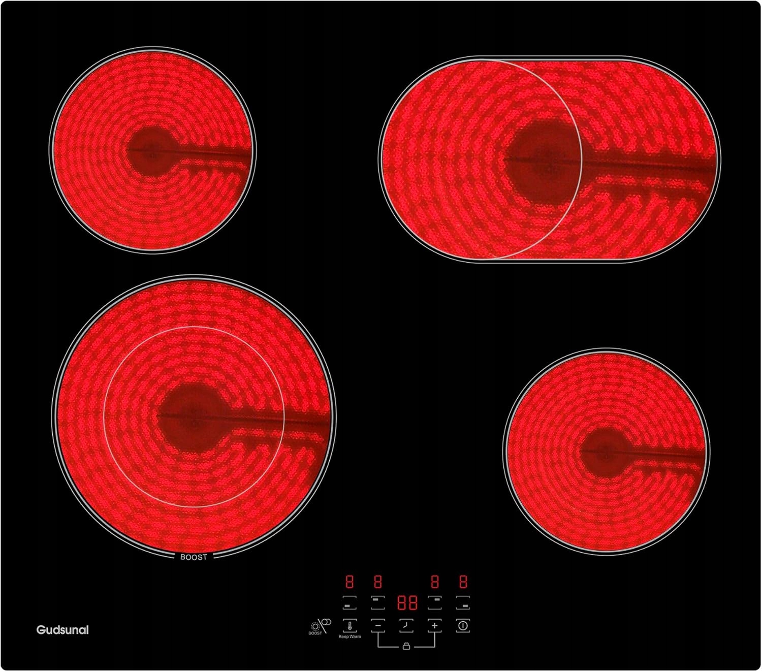 Płyta Ceramiczna 60cm 6,6kW Strefa Brytfanny Mat