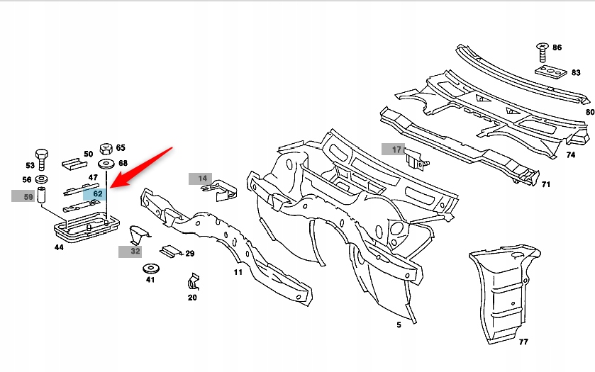 Držák akumulátoru Mercedes A1076260612