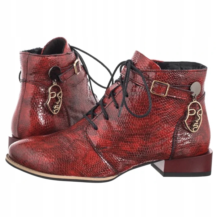 Boty Kotníkové Boty Dámské kožené boty Maciejka Červené 5743A-08/00-8