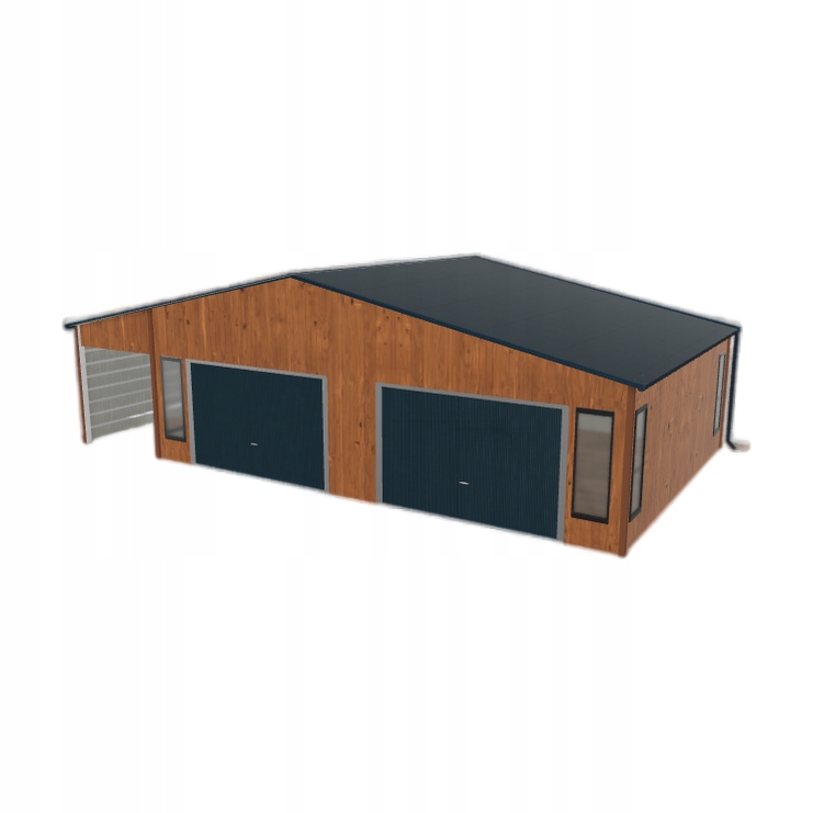 Plechová garáž 8.5 x 6 m s přístřeškem Zlatý dub