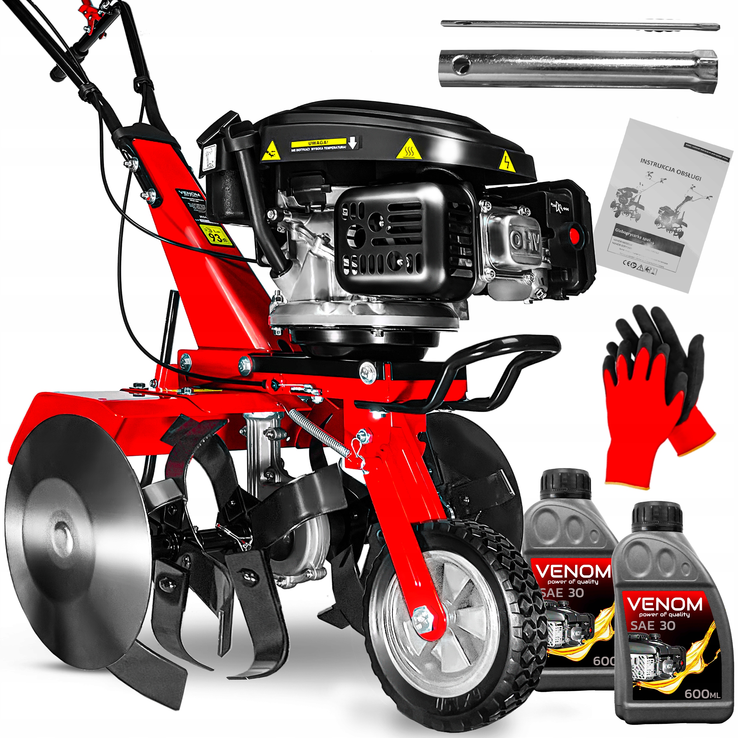 Výkonný Kultivátor Motoru 166 CC Pohon 60 CM Talíře Stabiliz.