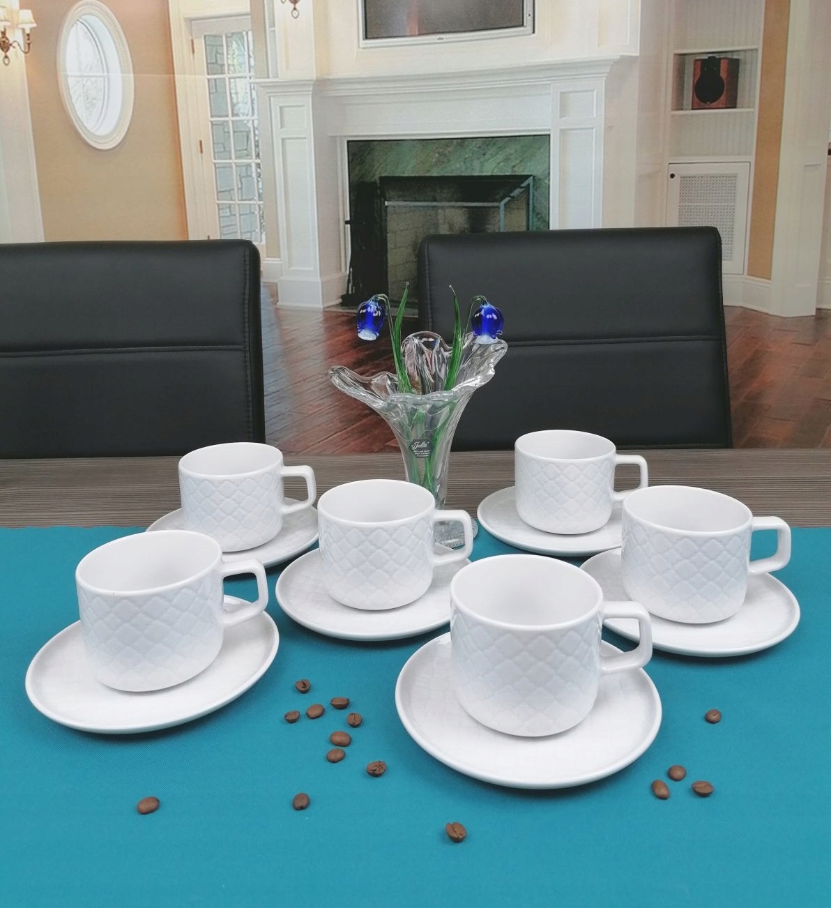 LUBIANA MARRAKESZ BIAŁY ZESTAW KAWOWY 12 EL na 6