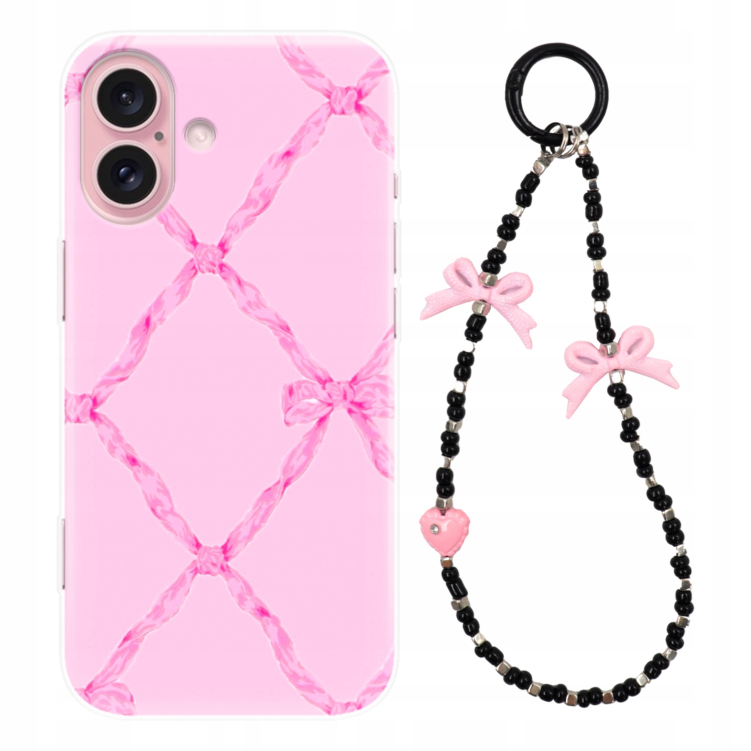 Puzdro pre iPHONE 16 Prémiové puzdro Sada kľúčeniek s mašličkami Módne vzory