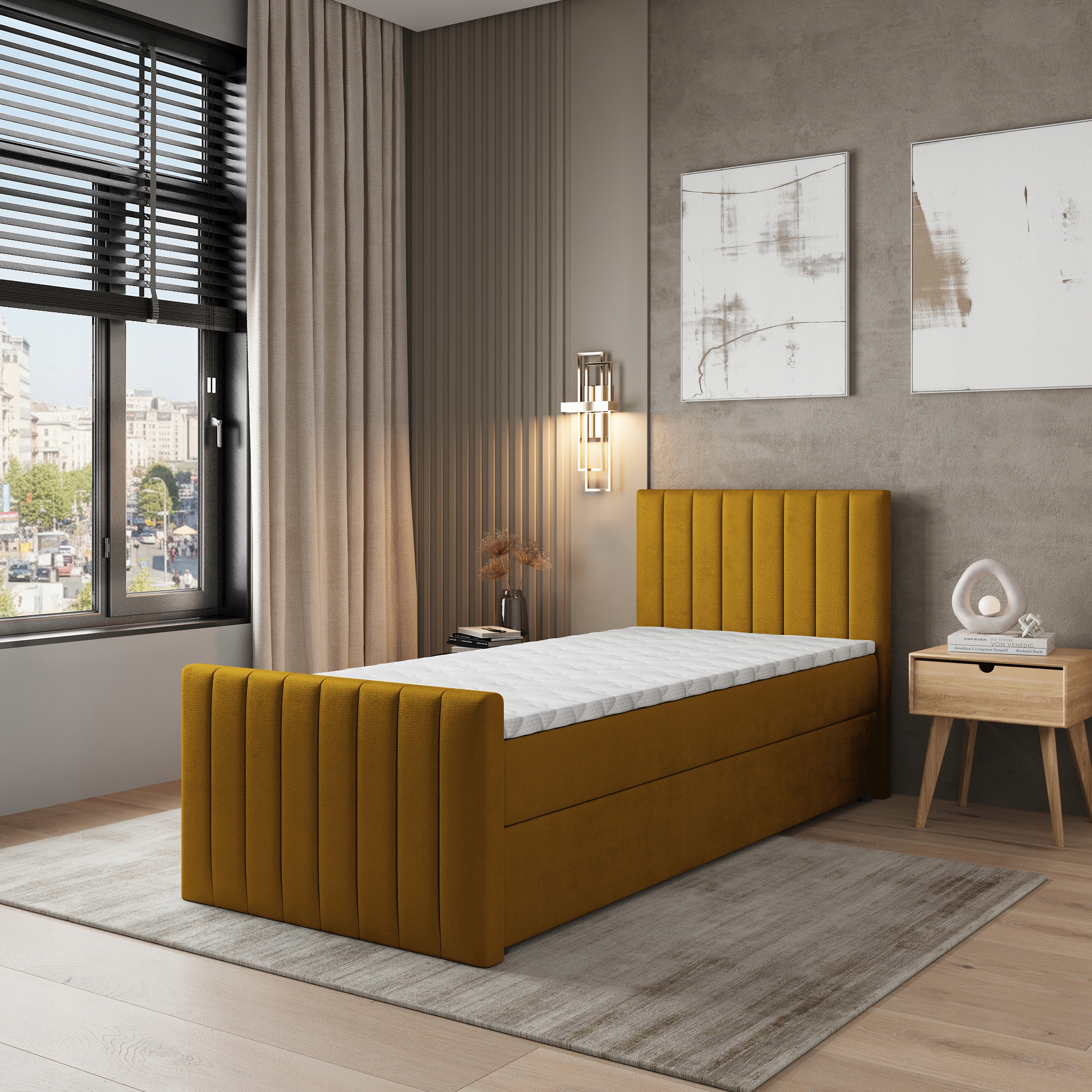 Jednolůžko Arion 90x200 cm s matrací Jednolůžkové Pro Mládež Žluté