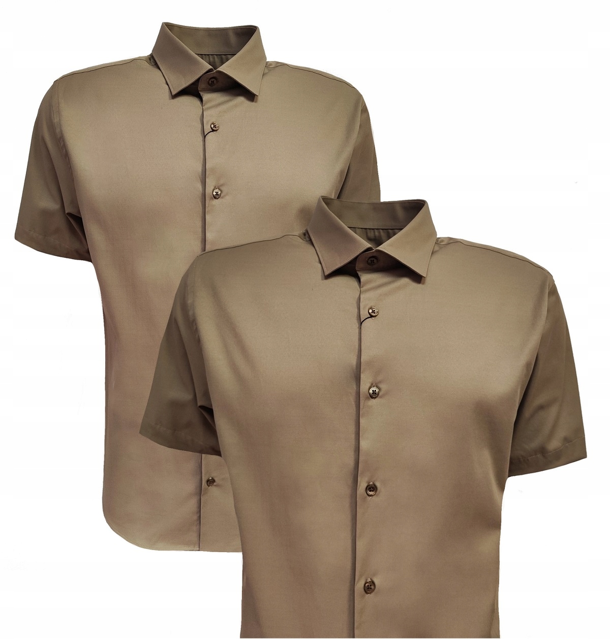 Pánská Košile Hladká S Krátkým Rukávem Bavlna Hnědá M