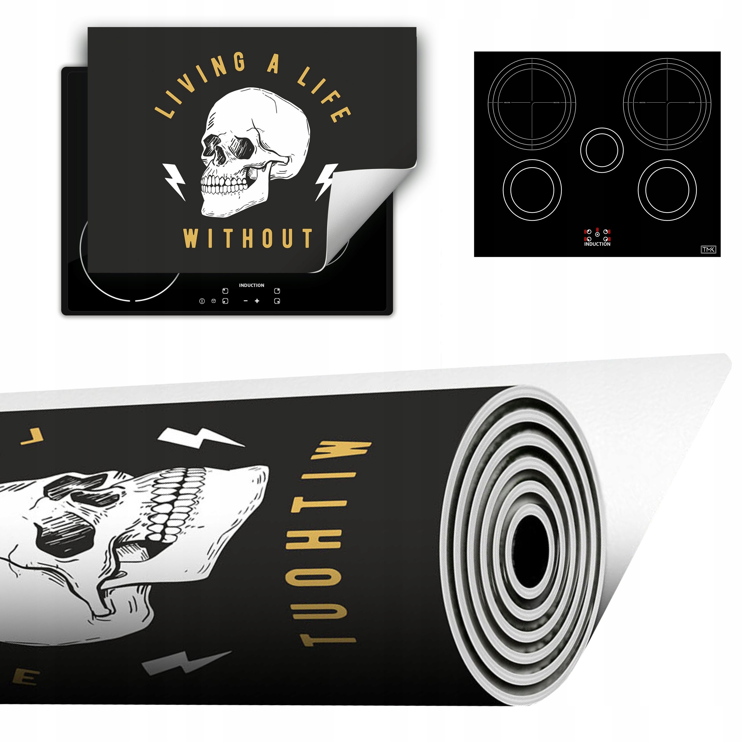 Vinylová Podložka Do Kuchyně Více Místa 70x52 tmavá lebka