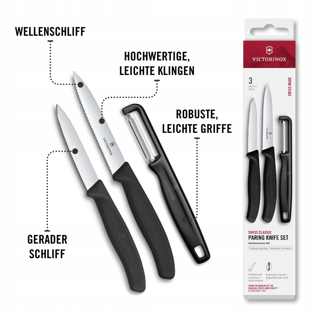 VICTORINOX Swiss Classic Zestaw Noży Do Warzyw Obieraczka Czarny — miniatura 5