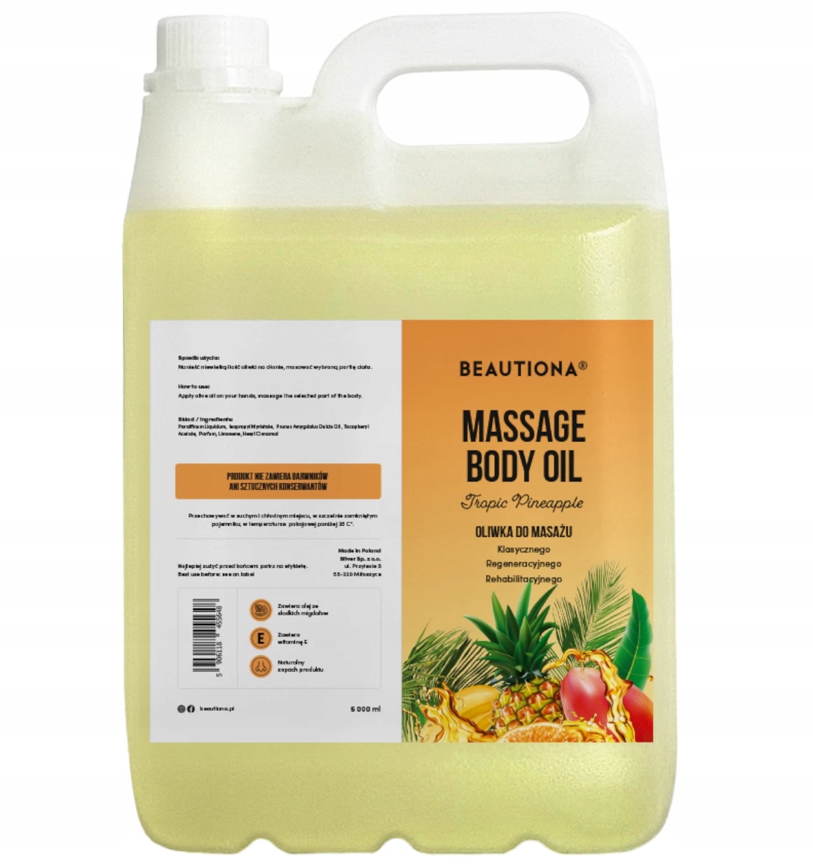 Oliwka Olejek Do Masażu Ciała Twarzy Tropic Pineapple 5000 ML Beautiona