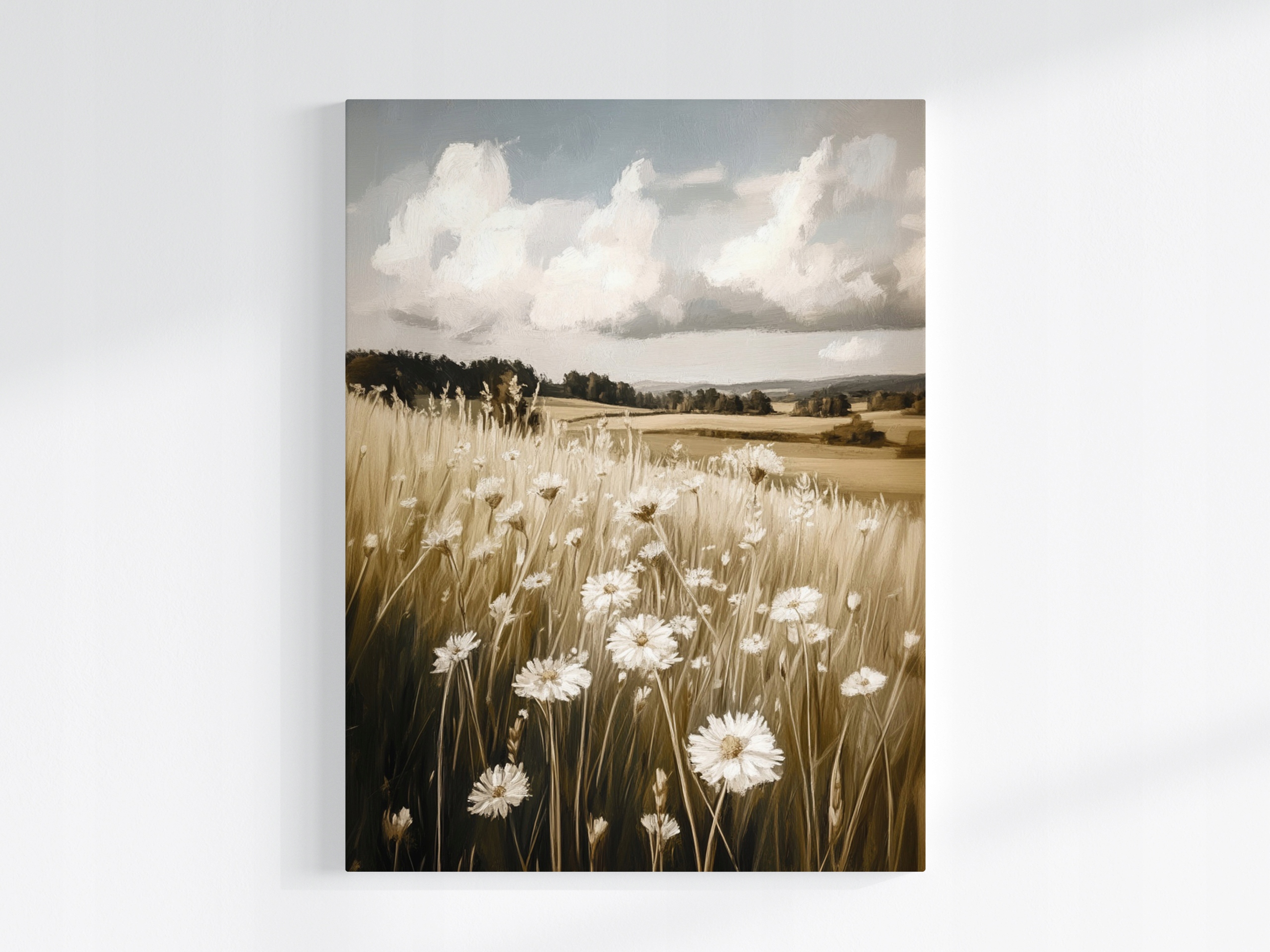 Obraz Na Plátně Canvas Vintage Vesnice Pole Louka Květiny Sedmikrásky Léto 75x100