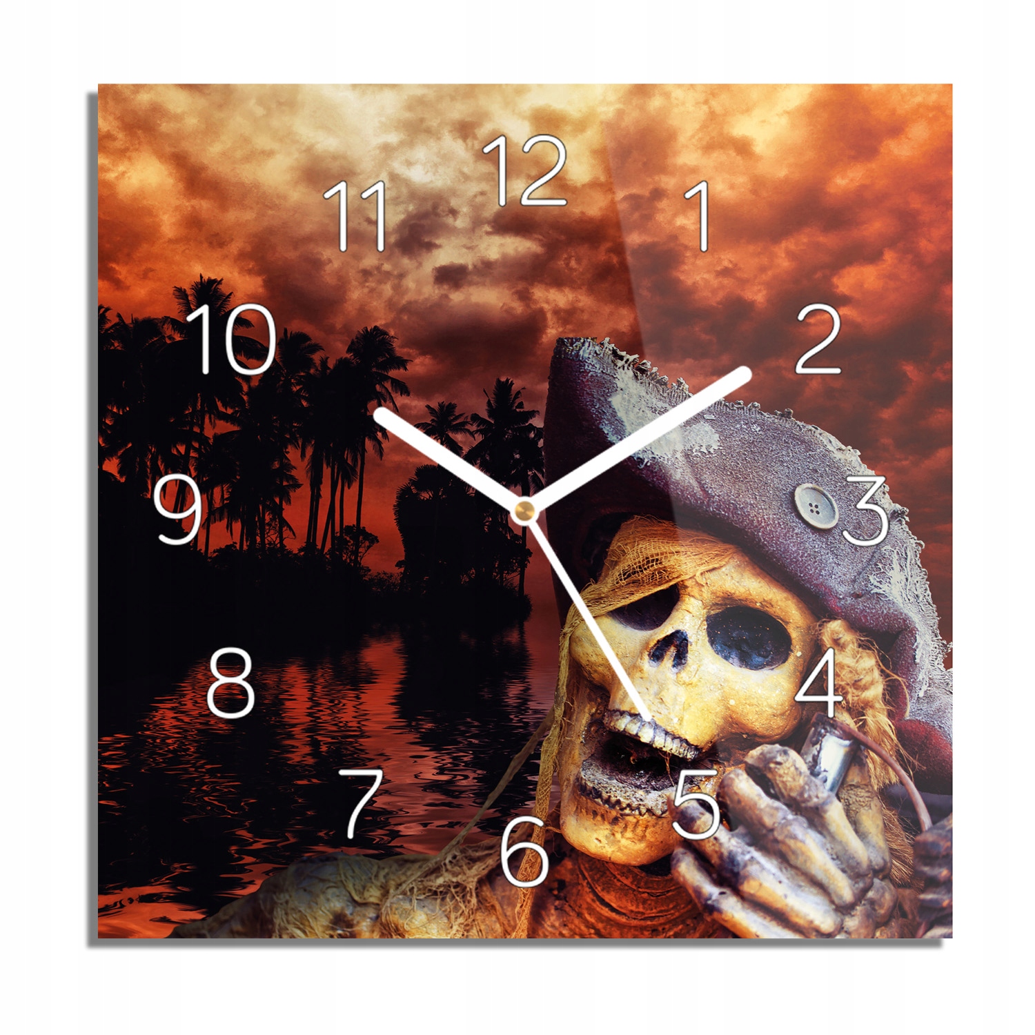 

Czaszka pirat woda zegar szklany do pokoju 30x30