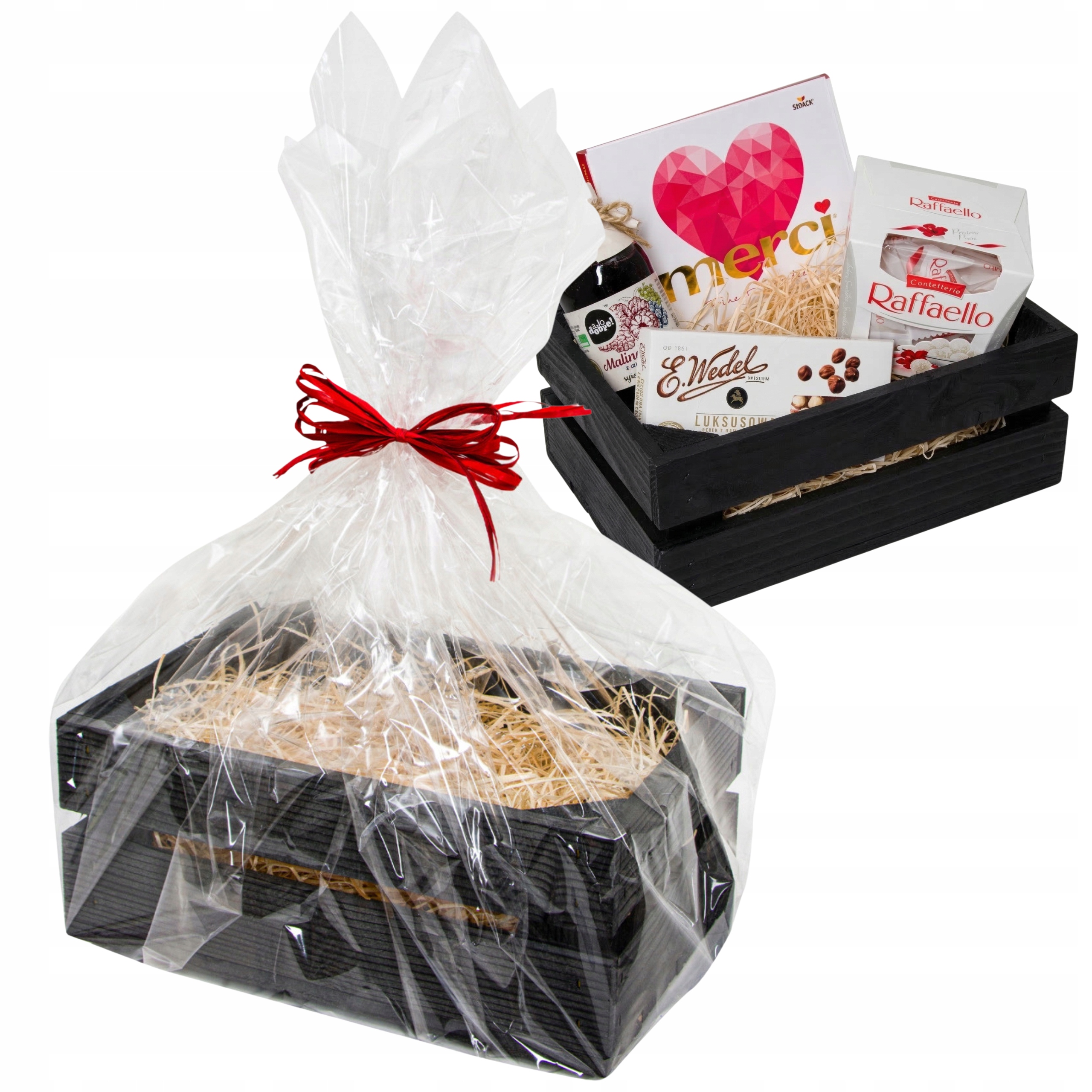 Dárkový košík Sada Dřevěná krabička na Dárek Krabička Krabice Černá