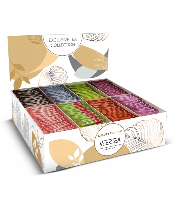 Levně Sada čajů Veertea Exclusive Tea Collection Gold 200 sáčků 8 Příchutí