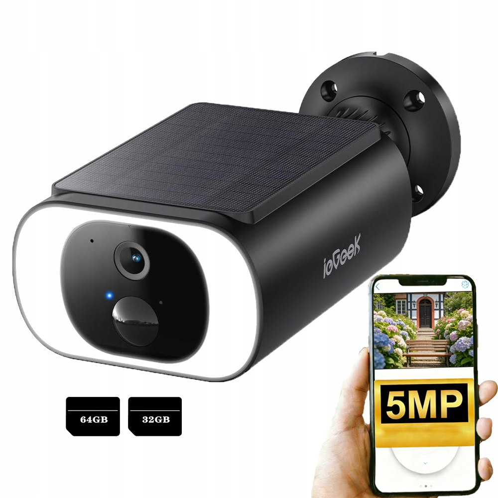 5MPX venkovní monitorovací kamera s Pir solárním panelem a paměťovou kartou