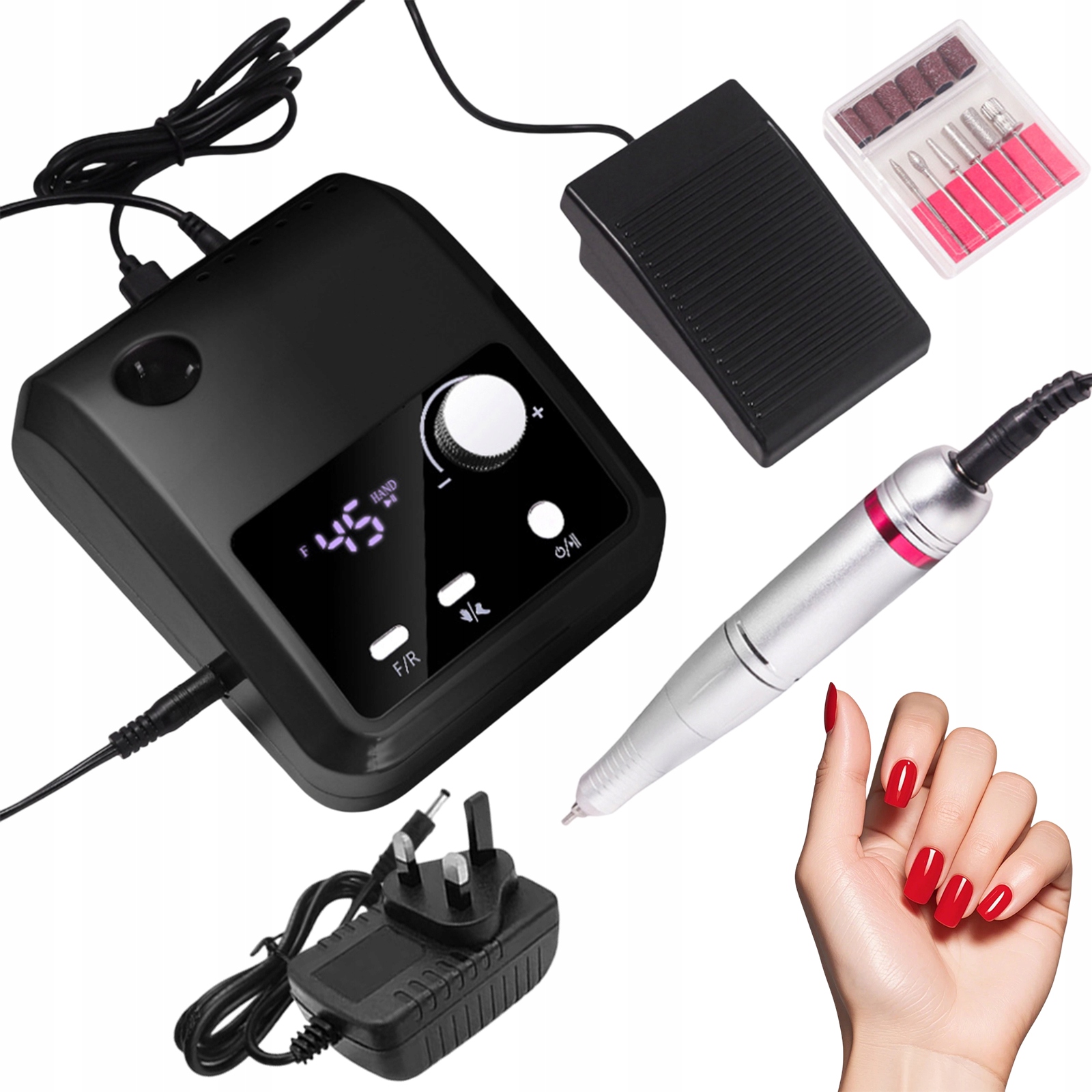 Elektrická Bruska Nehty 45 000 Rpm S Pedálem, Černá