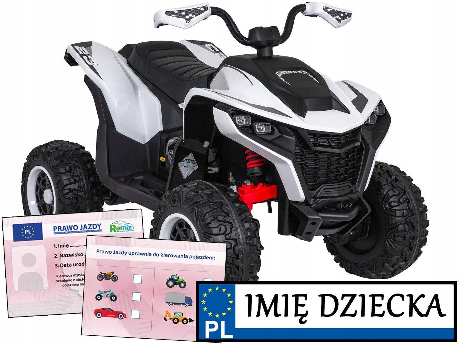 Quad Dla Dzieci na akumulator Fast Wheel pilot tablica imienna Prawo Jazdy