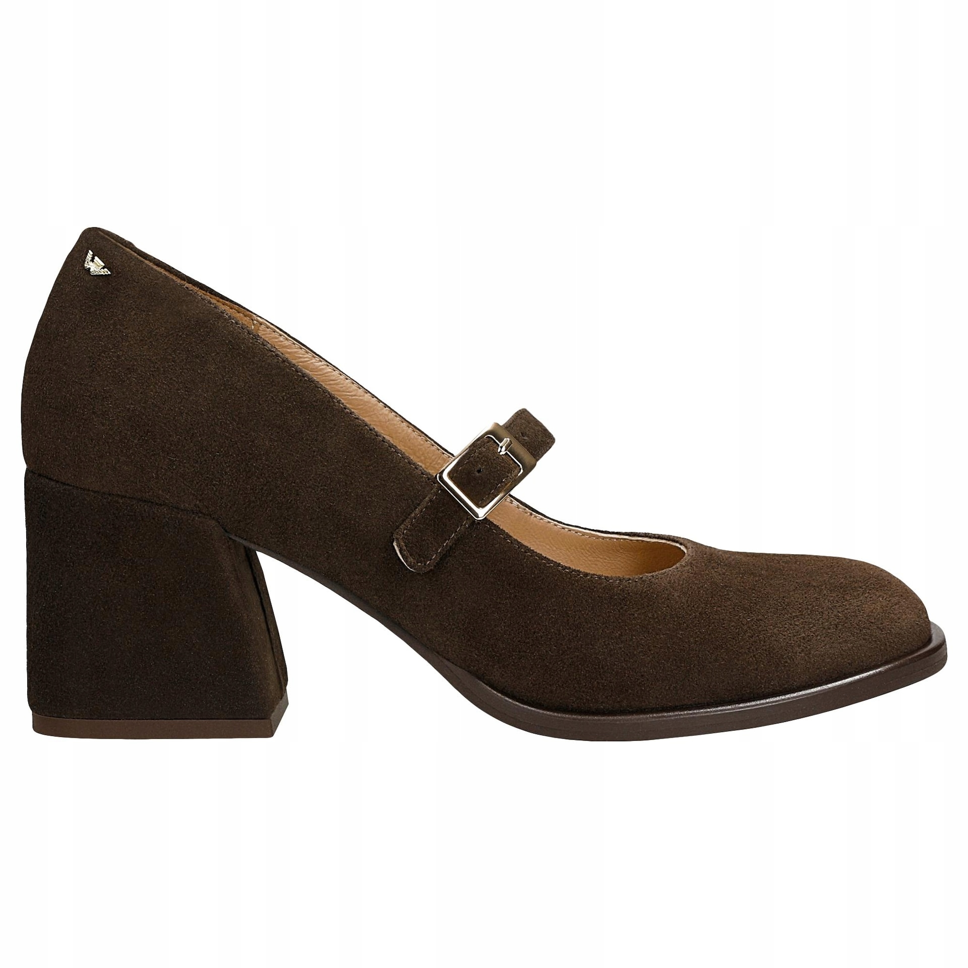 Čokoládové lodičky Mary Jane na stabilním podpatku, velikost vel.