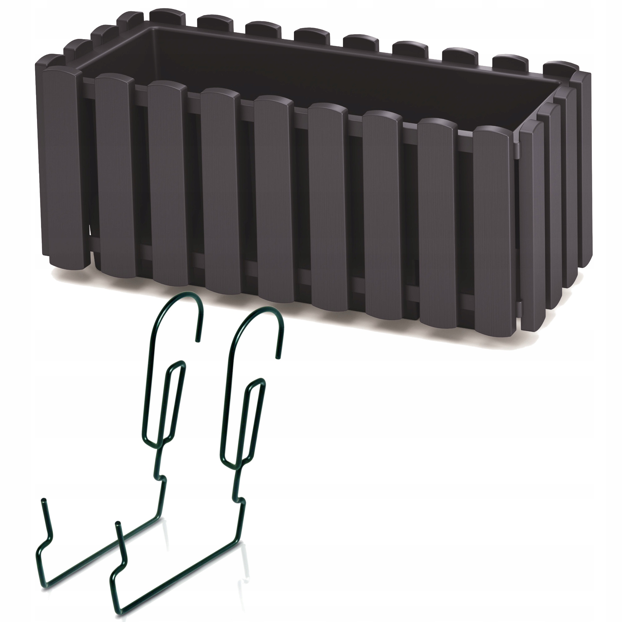 

Doniczka+uchwyt skrzynka balkon 18x38x16cm antracy