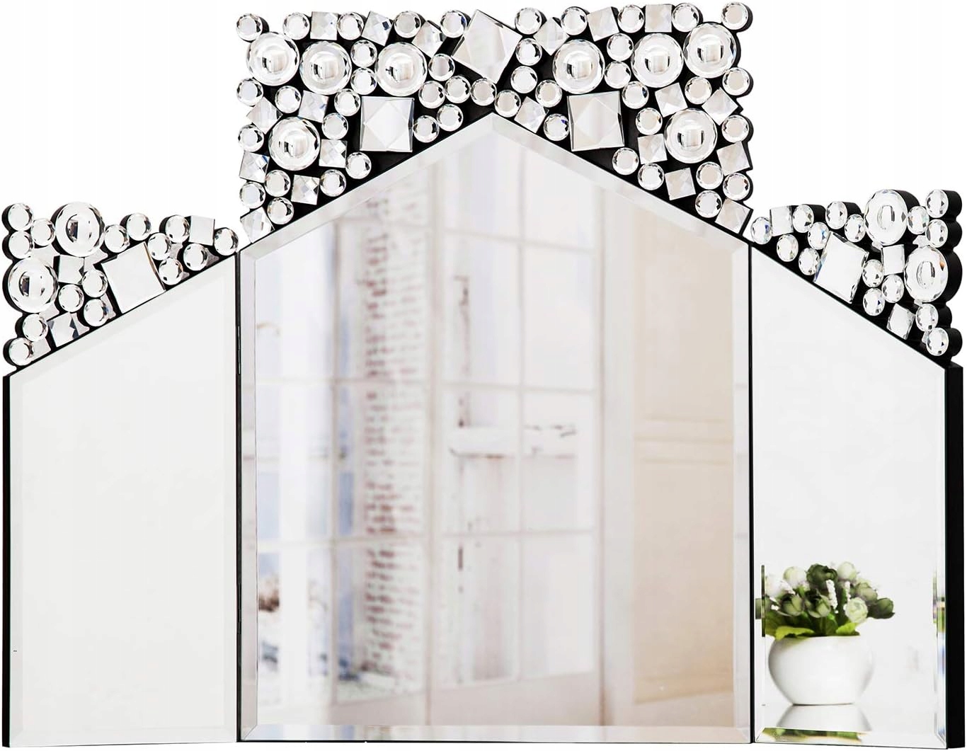 Richtop Kozmetické zrkadlo trifold 78x54 cm čierne krištáľové stojace