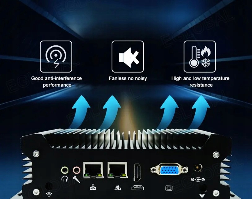 Komputer przemysłowy Mini PC Fanless G12 VGA HDMI USB COM RS232 RJ45 Pojemność dysku 512 GB