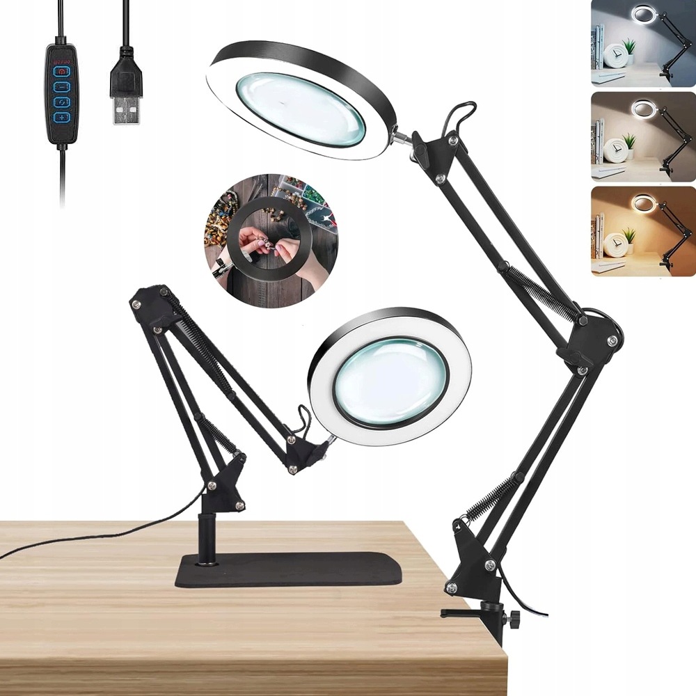 Lampa 72LED Kosmetická Lupa Sklo Zvětšující Stolní Rýsovací Lampa
