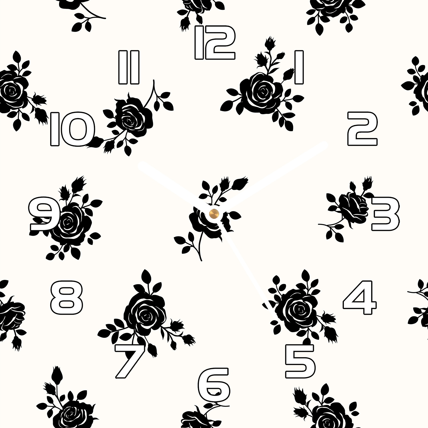 

Cichy zegar szklany do salonuCzarne róże 30x30 cm