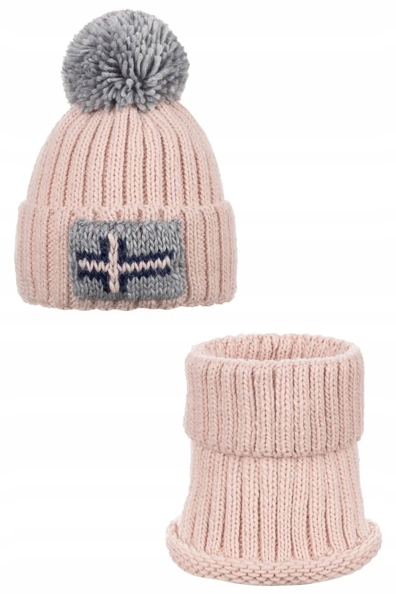 Dámská sada Ander: čepice a zimní nákrčník s vlnou na zimu Oslo Pink 58