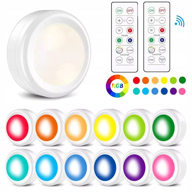 12 Ks Bezpřevodové Rgb Led lampy Osvětlení skříněk Noční lampy s Dálkový Ovladač