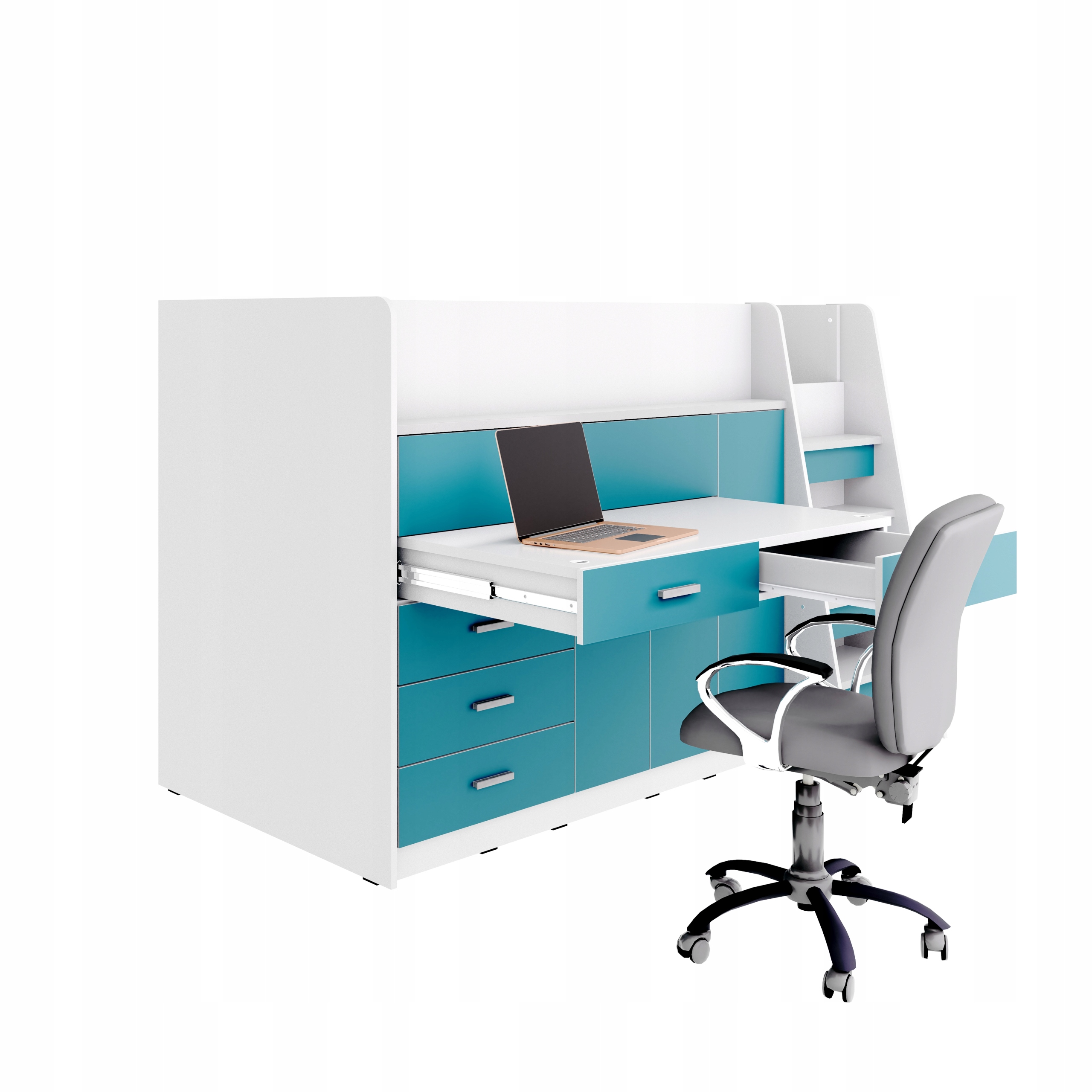 Łóżko piętrowe Kiki 1 z wysuwanym biurkiem matowe