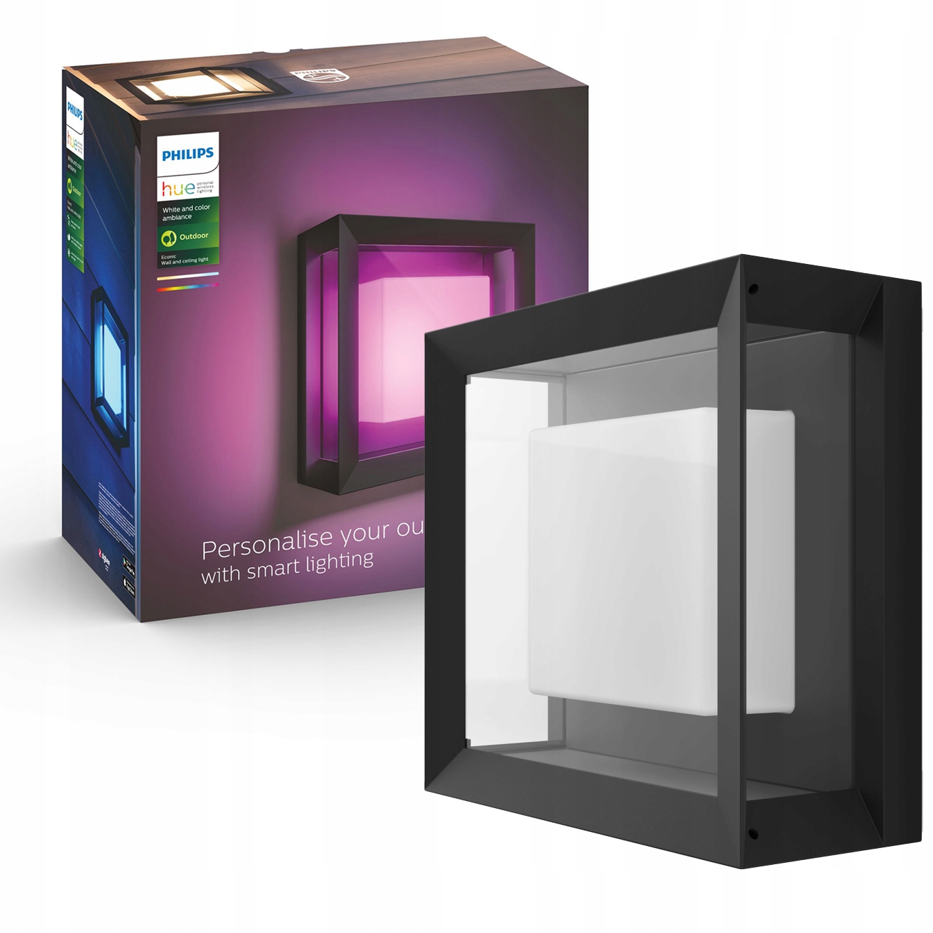 Led záhradné nástenné svietidlo Vonkajšia lampa Rgb Smart Zigbee Econic Philips Hue