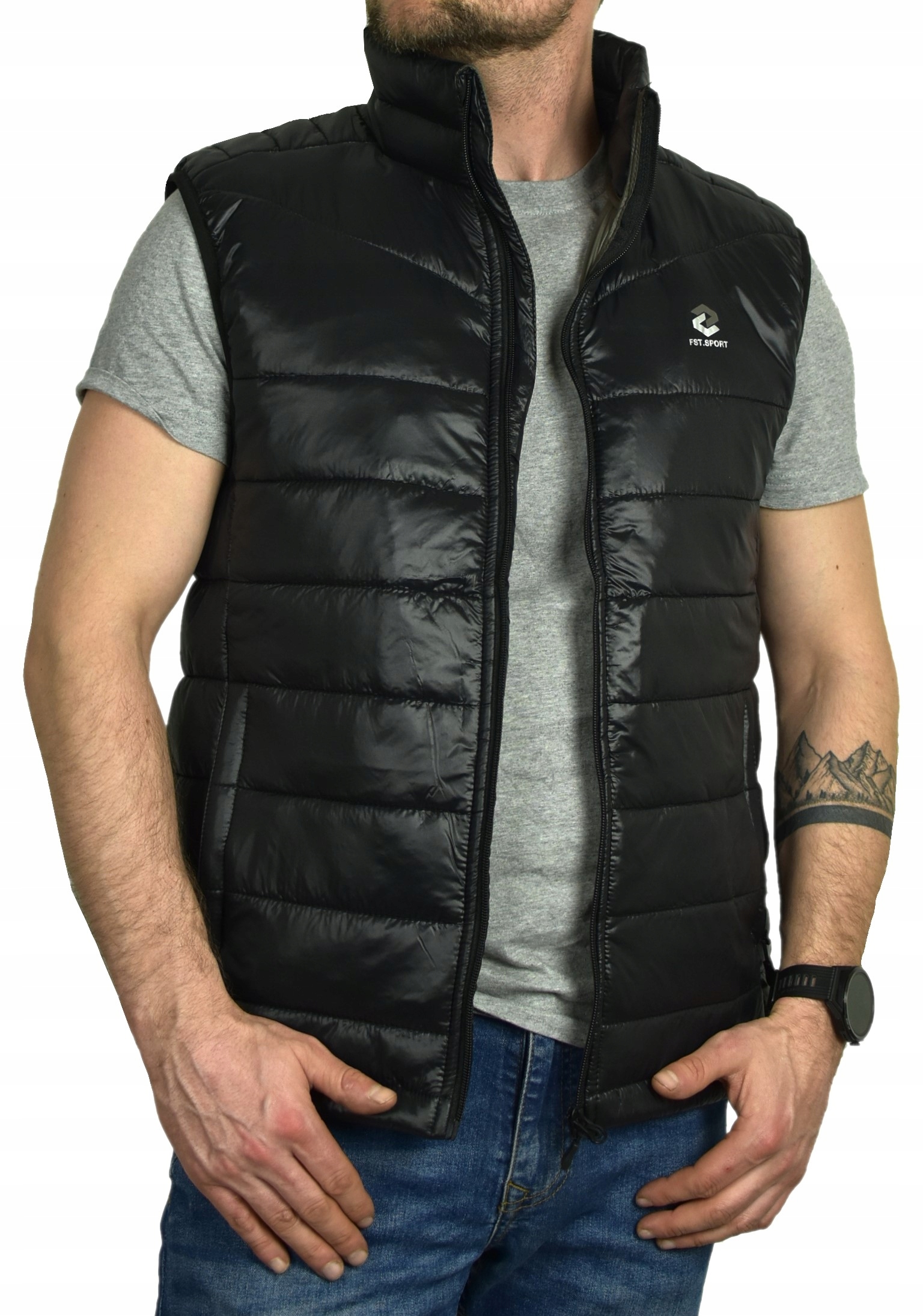 5XL-BEZRĘKAWNIK MĘSKI KAMIZELKA CZARNA M30