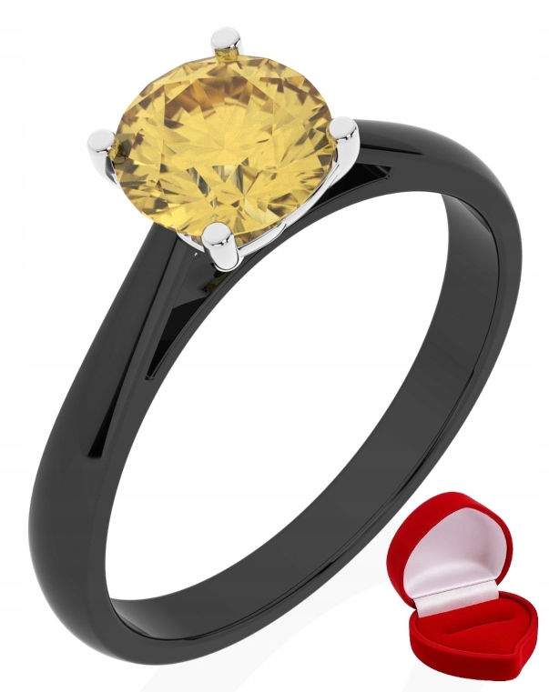 Zlatý Prstýnek 585 14k Safír 1 ct Černé Zlato R9