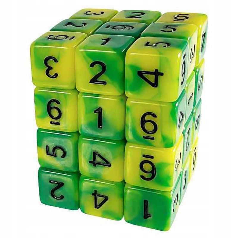 Zestaw 36 Kości K6 12mm Green Stuff World Jasnozielone Swirl