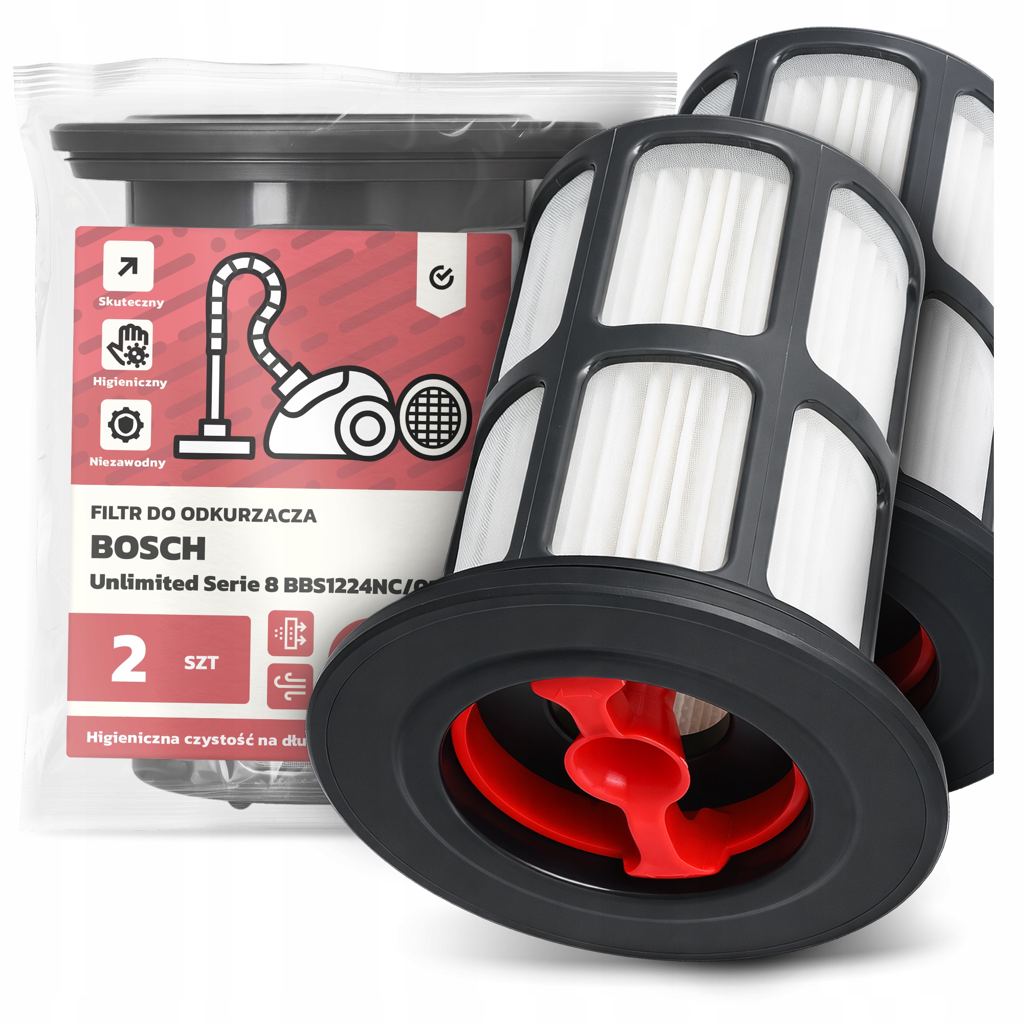 2x Filtr Pro Vysavač Bosch Unlimited Serie 8 BBS1224NC/01 Hepa Filtr Em-w