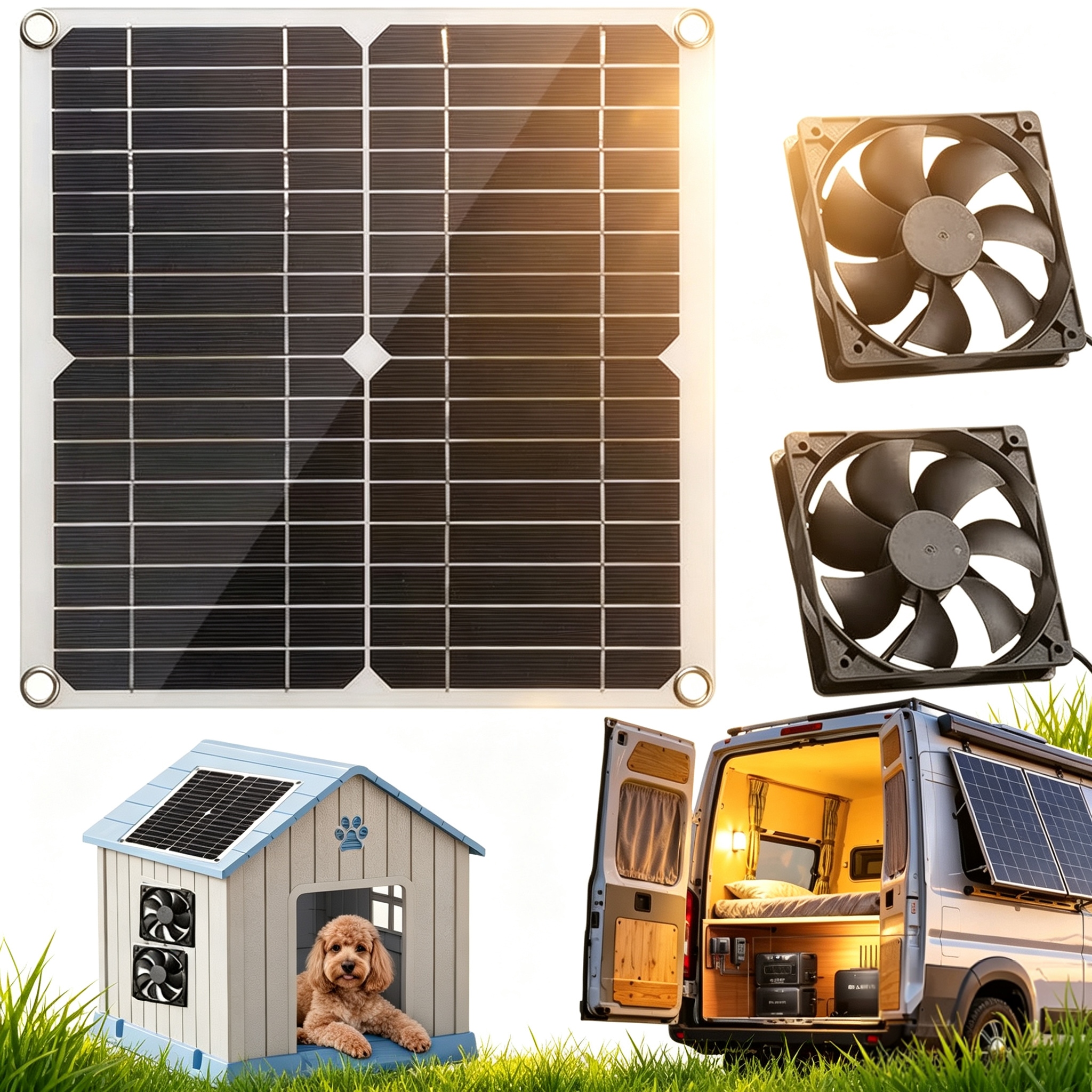 Solarny Wentylator Z Panelem Słonecznym 12W Wentylator Dwupak IP65 2 Szt