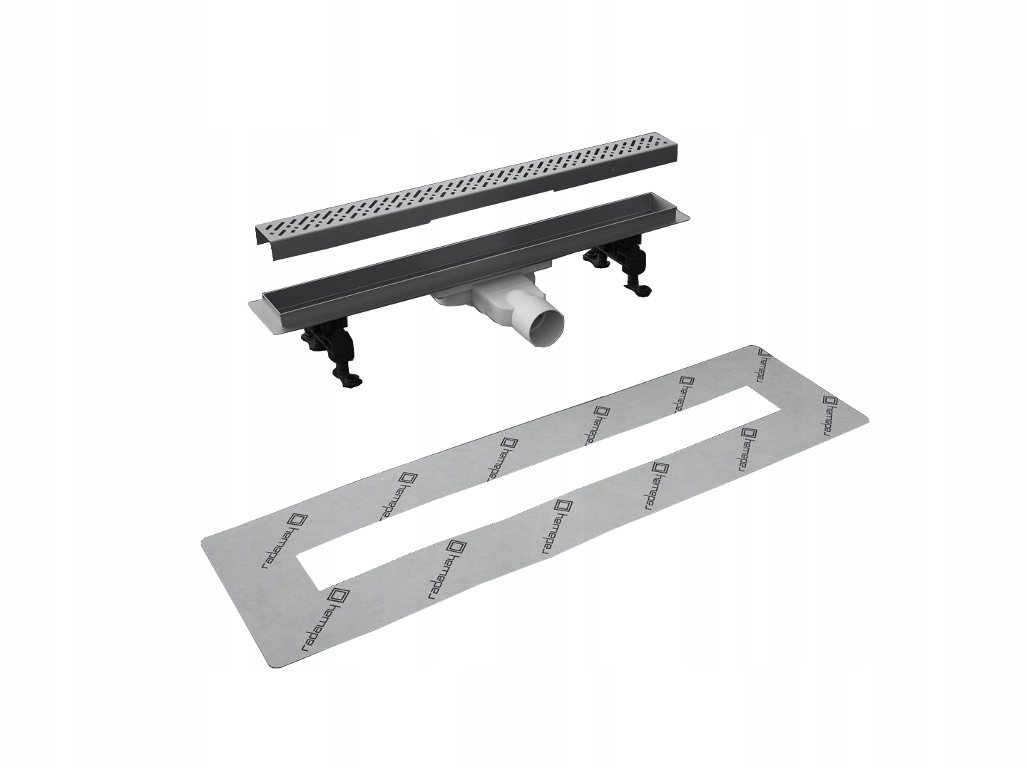 Odpływ liniowy Slim 95cm Radaway dwa ruszty: stalowy i szklany czarny