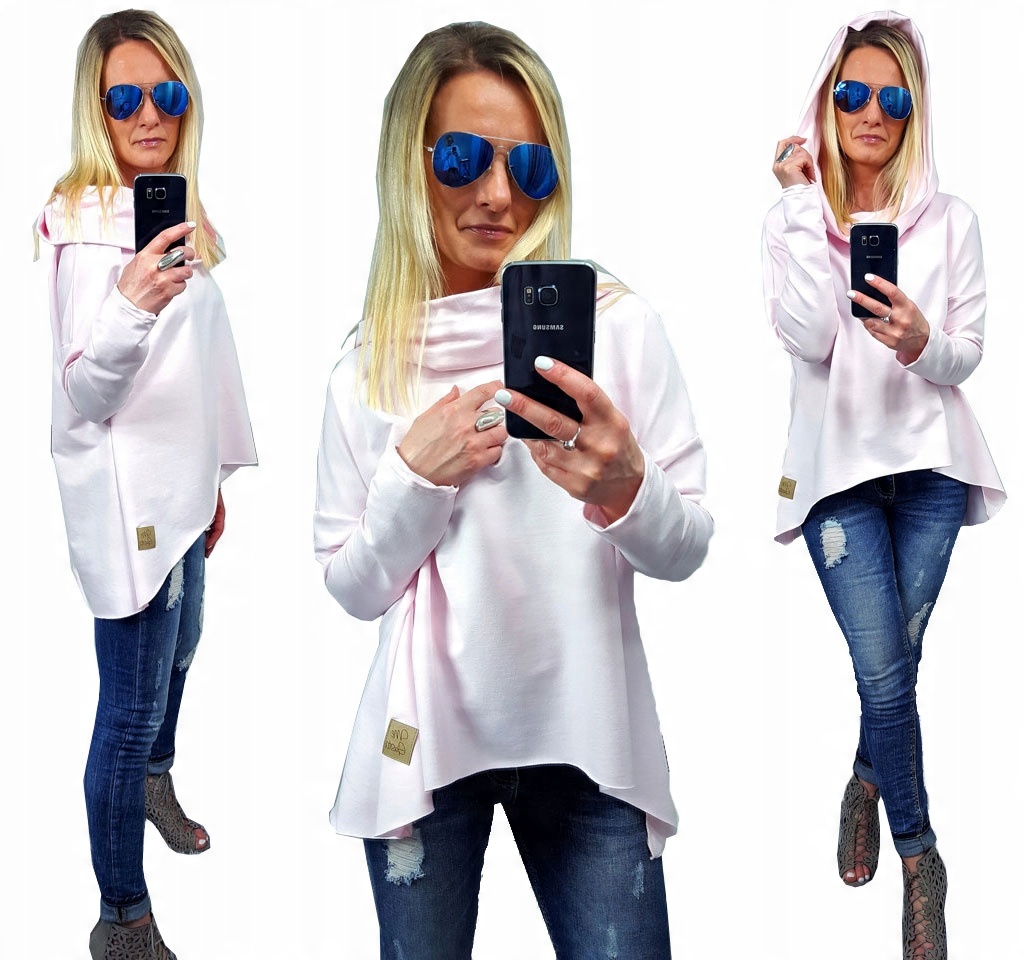 

Asymetryczna Tunika Bluza Sukienka Komin Kaptur S