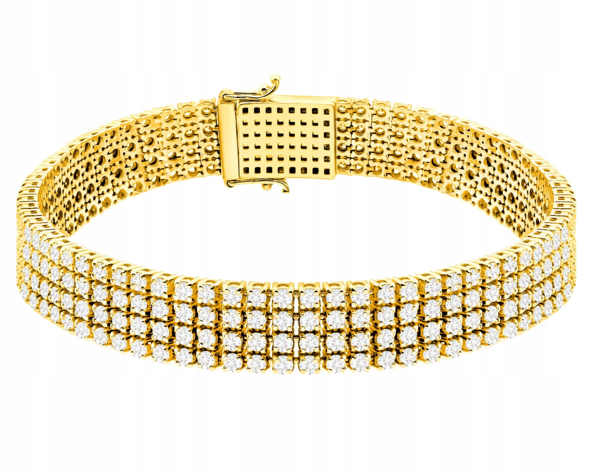 Krásný Náramek S Laboratorními Diamanty Široké Zlato 585 Dárek