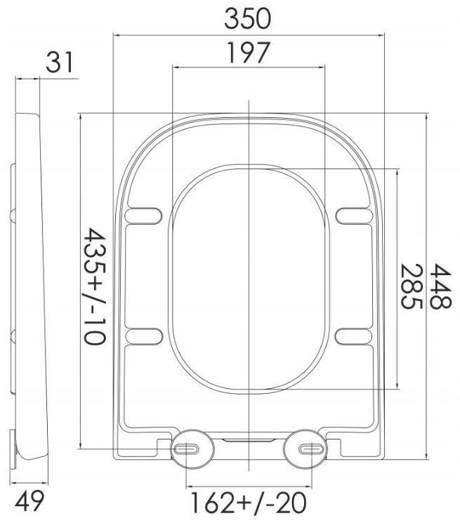 DESKA DO ROCA GAP WOLNOOPADAJĄCA WYPINANA Z DUROPLASTU Długość (cm) 45 cm
