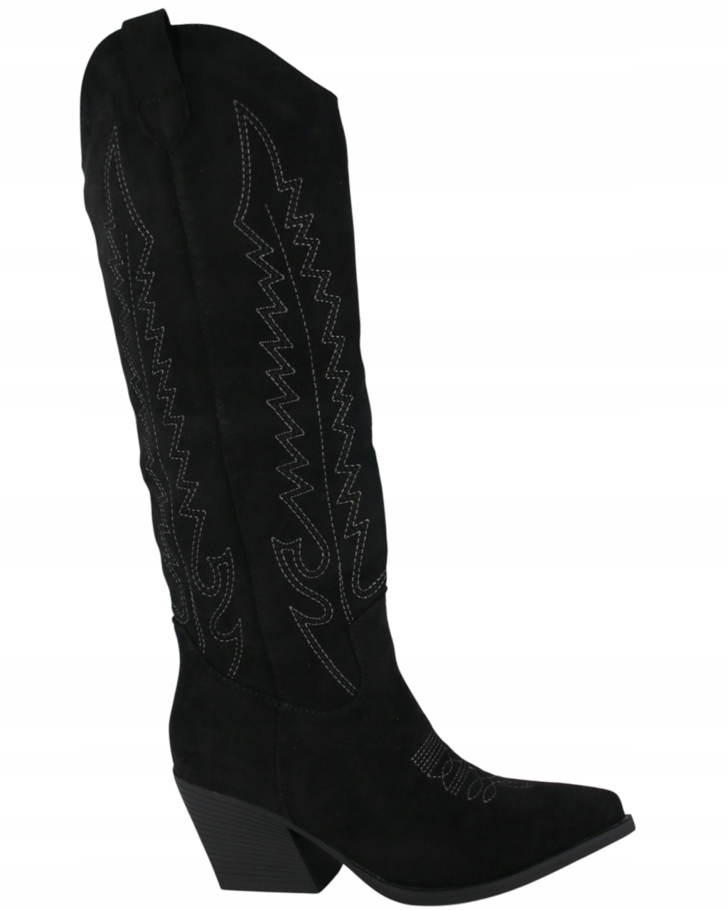 Dlouhé Kozačky Kovbojské Boty Semišové Černé Dámské Jarní Boty 36