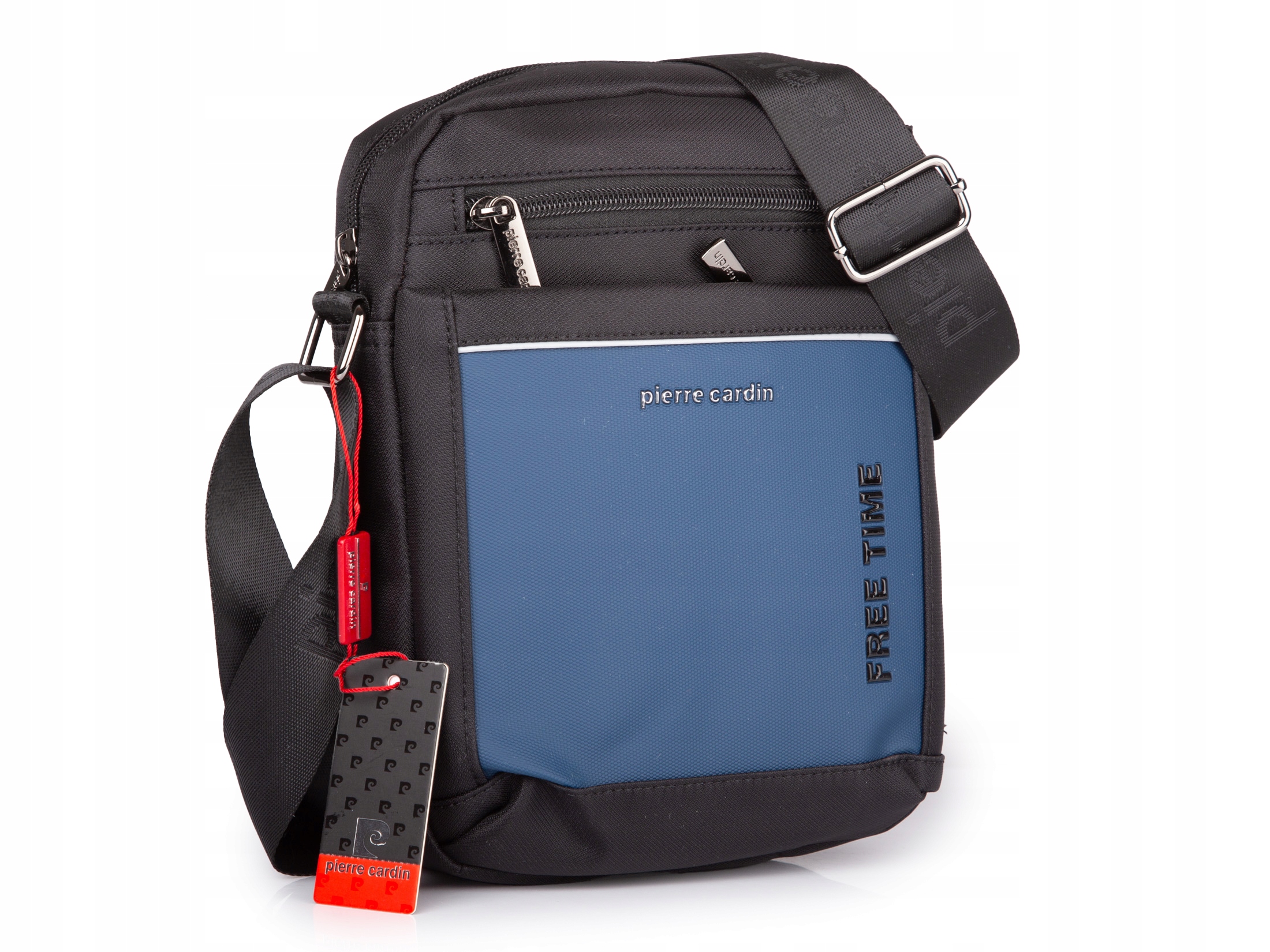 Pánská taška přes rameno, taška kabelka přes rameno, látková, černo-modrá